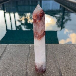 Fire Quartz Crystal Tower Point Obelisk 8”